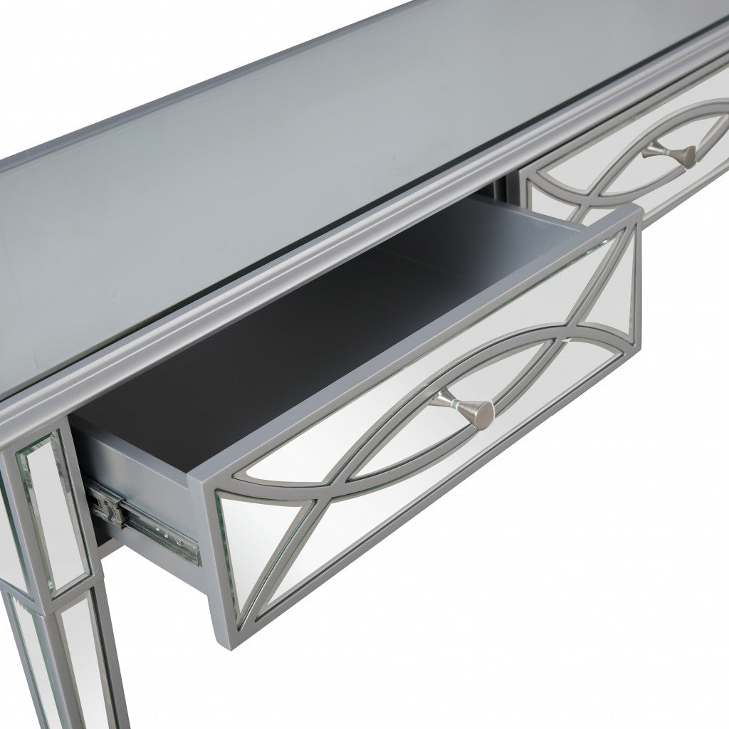 Mirrored Glass Console Table and Drawers