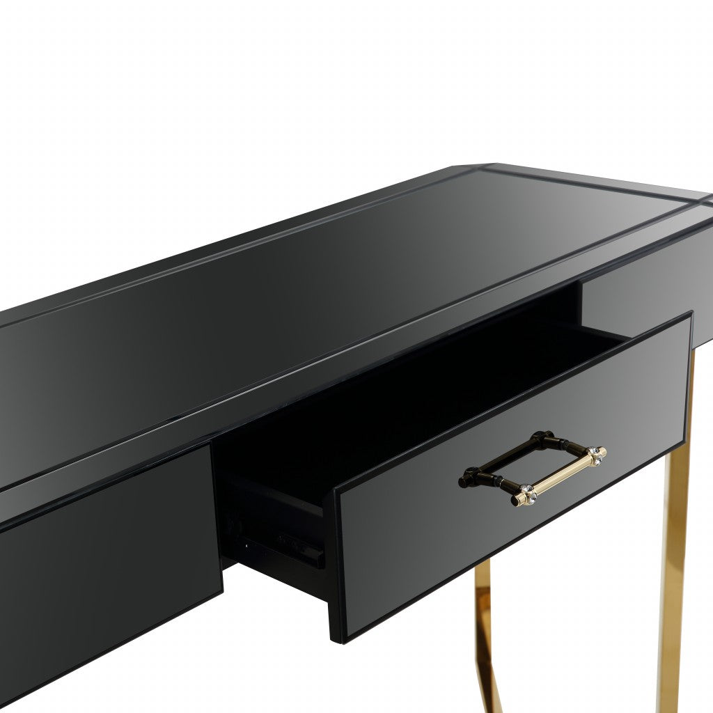 Mirrored Glass Frame Console Table and Drawers