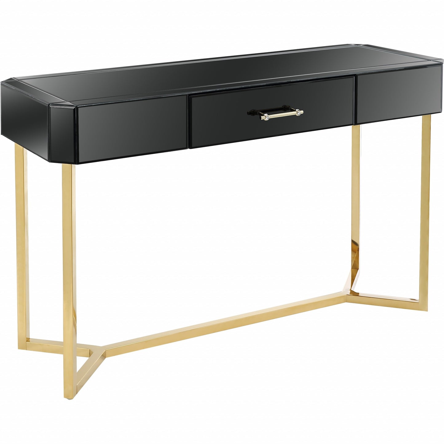 Mirrored Glass Frame Console Table and Drawers