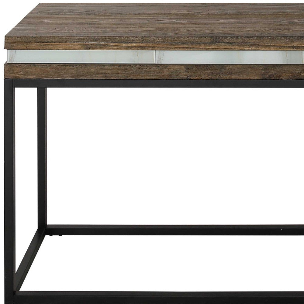 Solid Wood and Faux Marble Sled Console Table