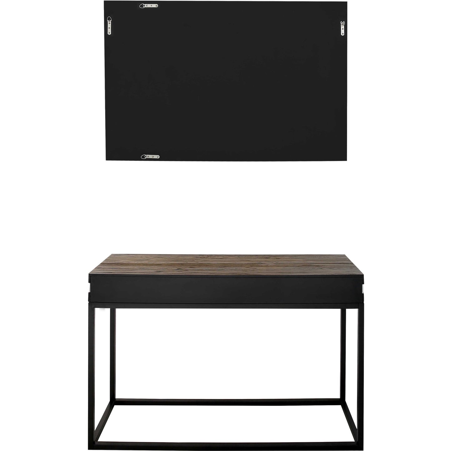 Solid Wood and Faux Marble Sled Console Table