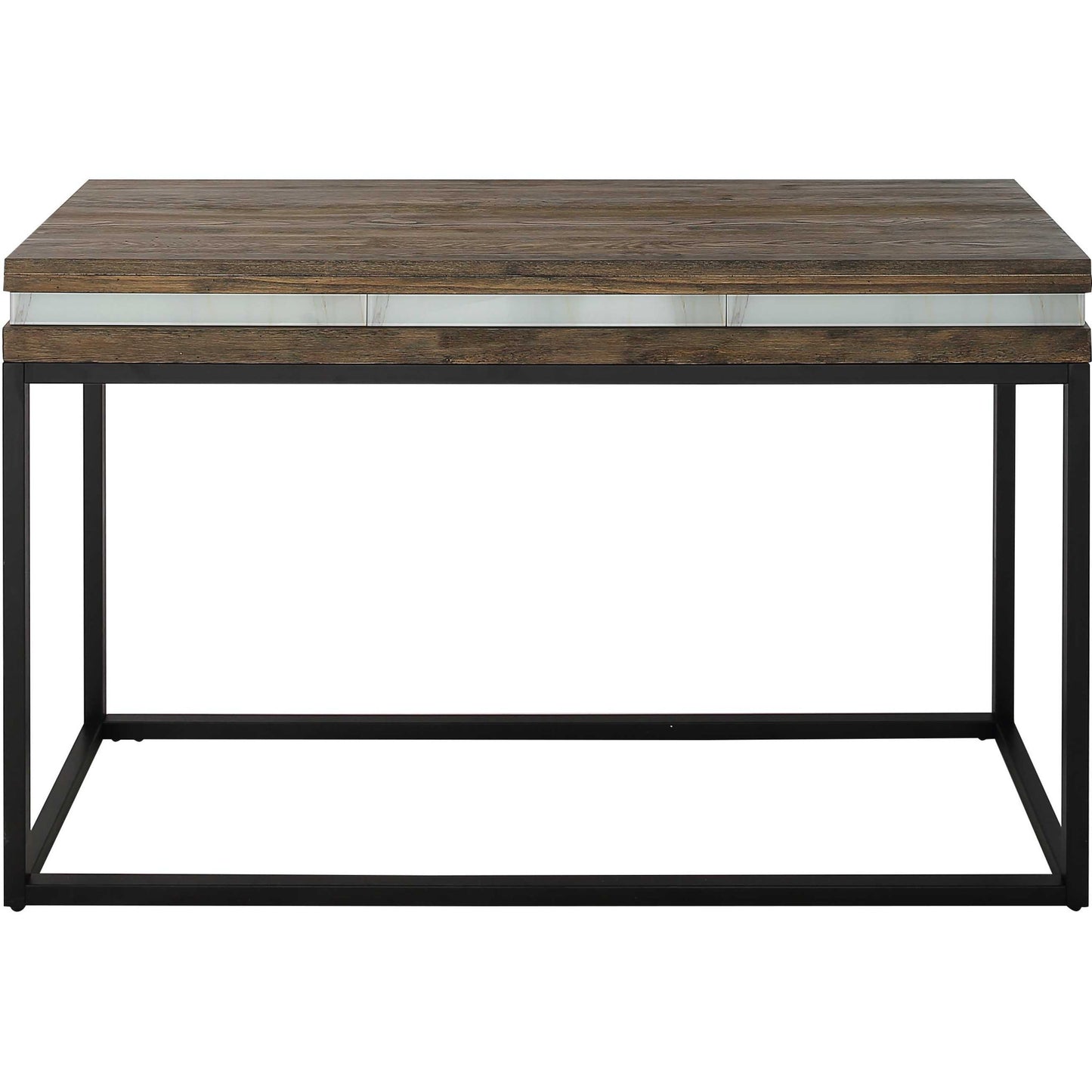Solid Wood and Faux Marble Sled Console Table