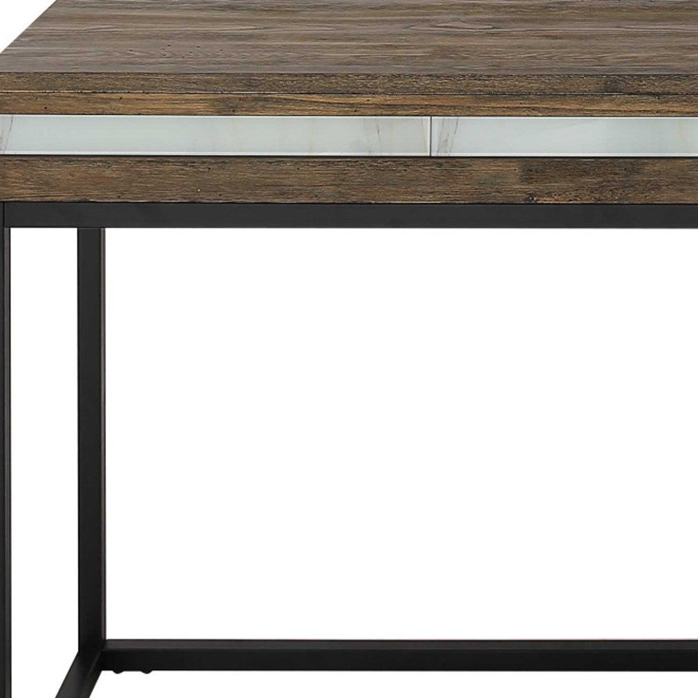 Solid Wood and Faux Marble Sled Console Table