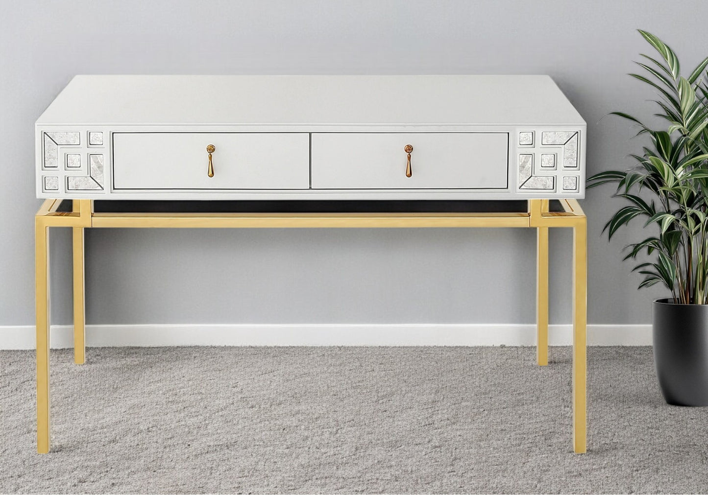 Wood Console Table with Two Drawers
