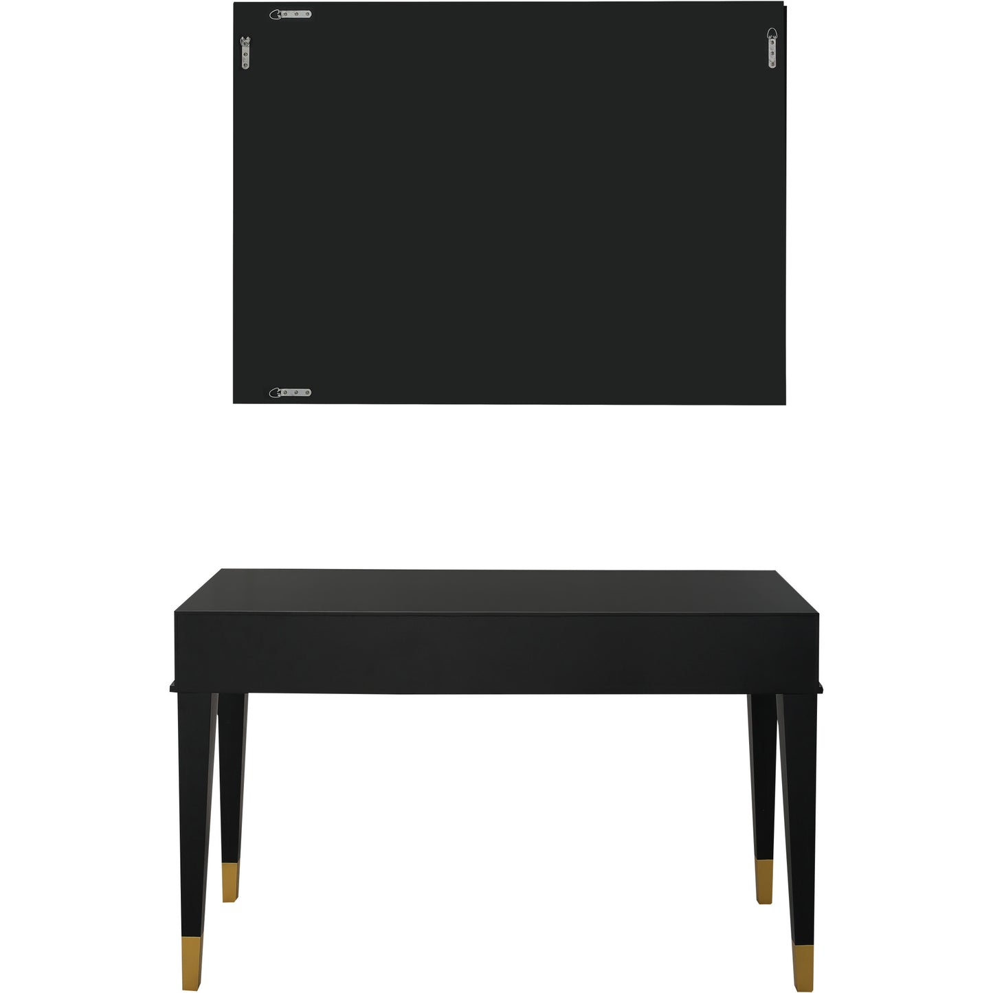 Mirrored Wood and Glass Console Table with Two Drawers