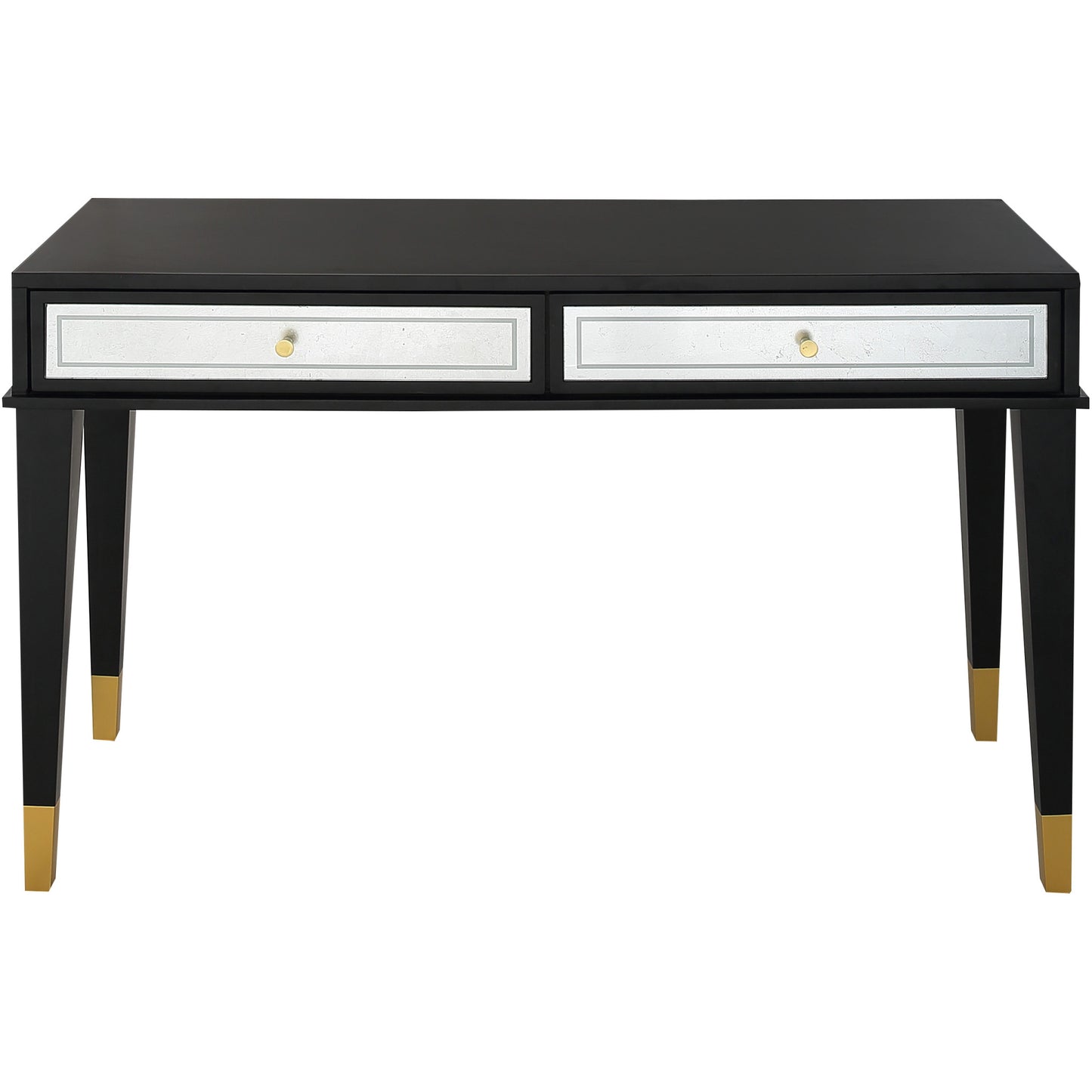 Mirrored Wood and Glass Console Table with Two Drawers