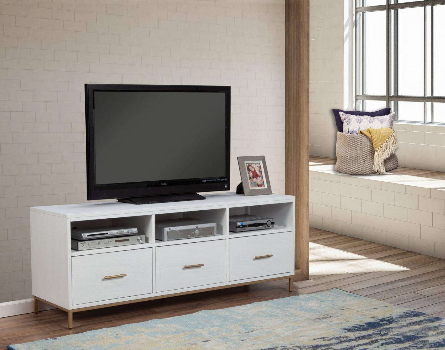 Mahogany Solid Wood Open Shelving TV Stand