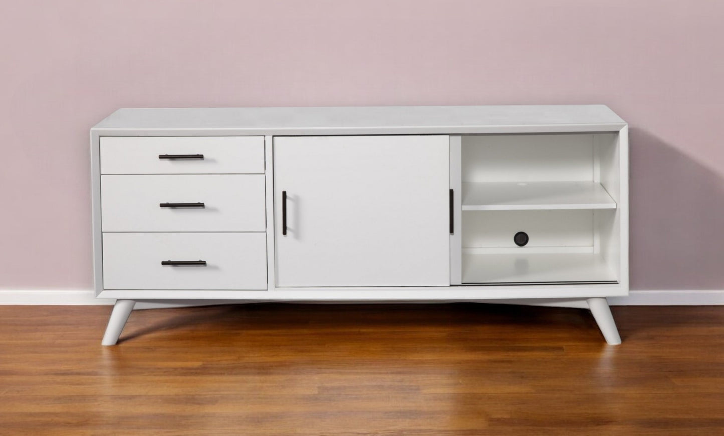 Mahogany Solid Wood Enclosed and Open Storage TV Stand