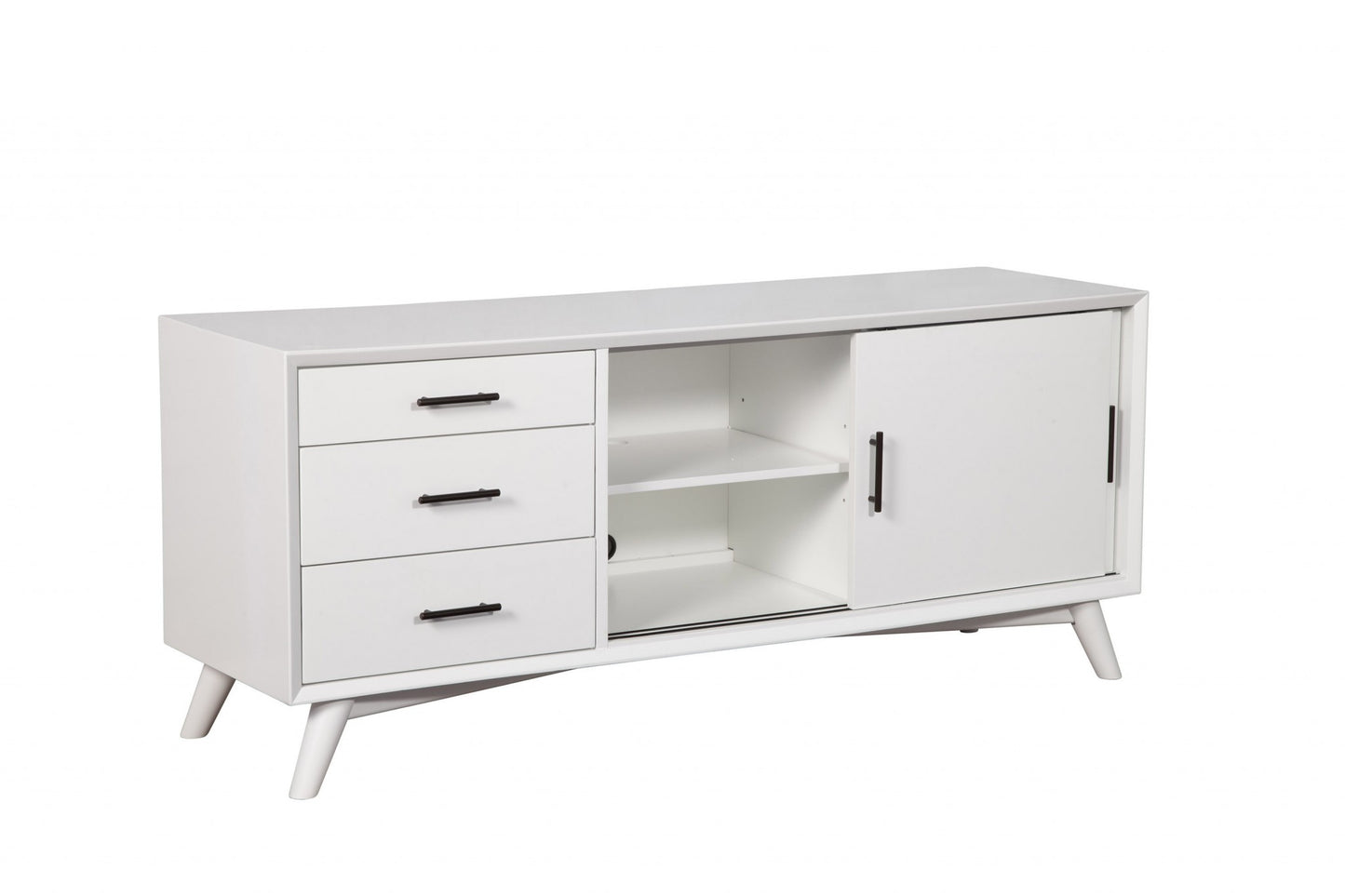 Mahogany Solid Wood Enclosed and Open Storage TV Stand