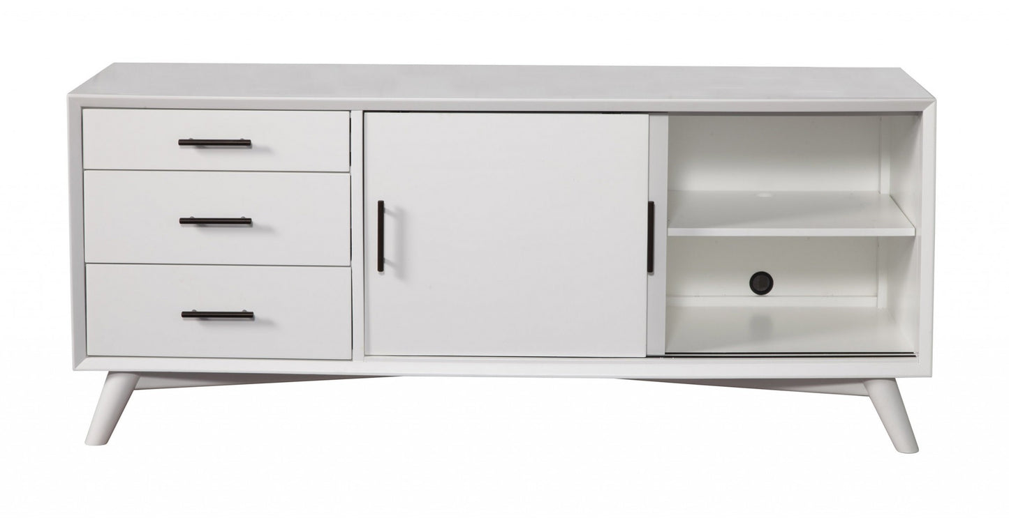 Mahogany Solid Wood Enclosed and Open Storage TV Stand