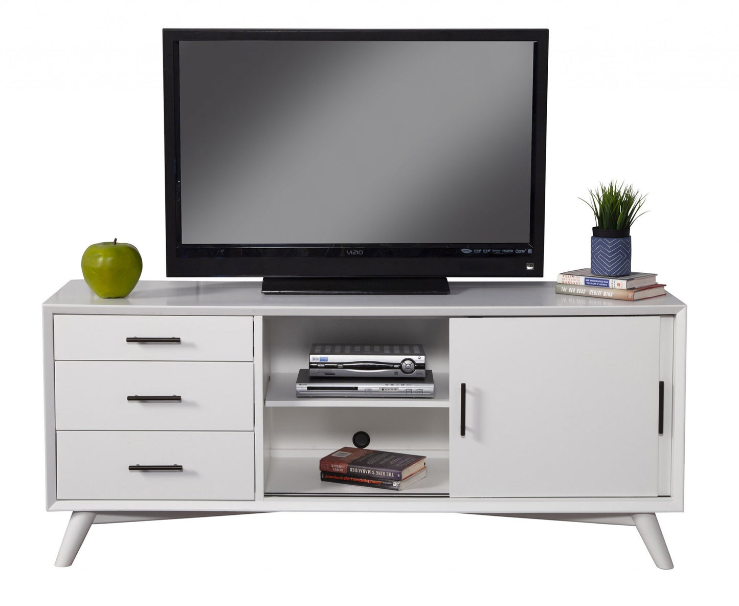 Mahogany Solid Wood Enclosed and Open Storage TV Stand