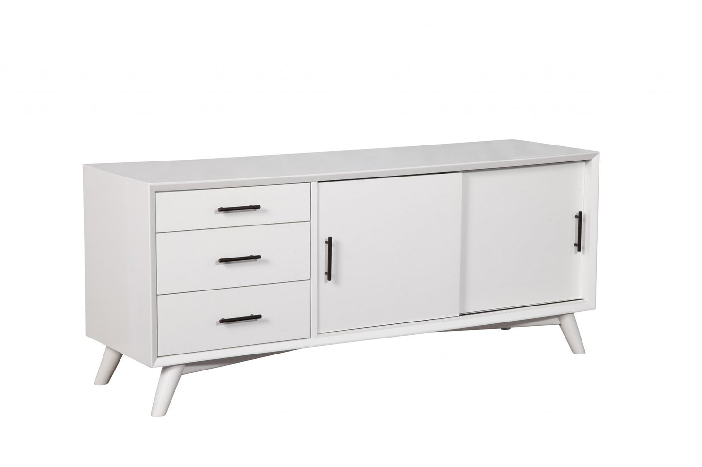 Mahogany Solid Wood Enclosed and Open Storage TV Stand