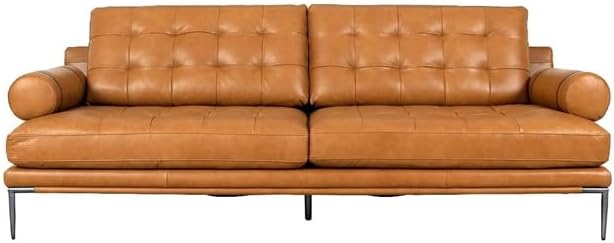 Kimberly Top Grain Leather 3 Seater Brown Sofa