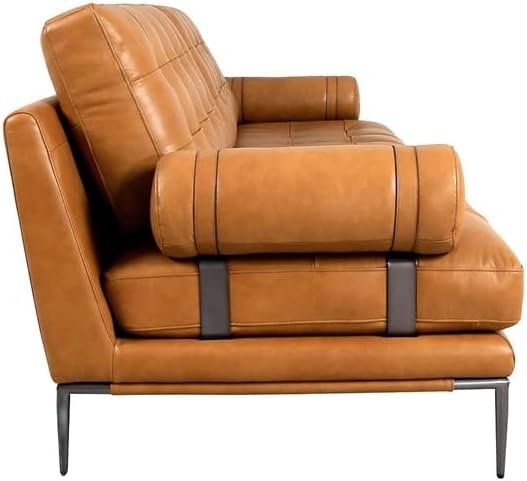 Kimberly Top Grain Leather 3 Seater Brown Sofa