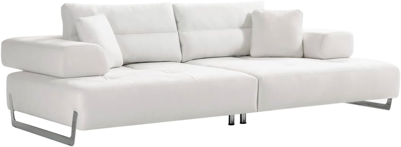 Ravenna Faux Suede Sofa with Sliding Back & Armrests