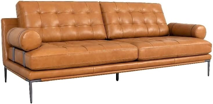 Kimberly Top Grain Leather 3 Seater Brown Sofa