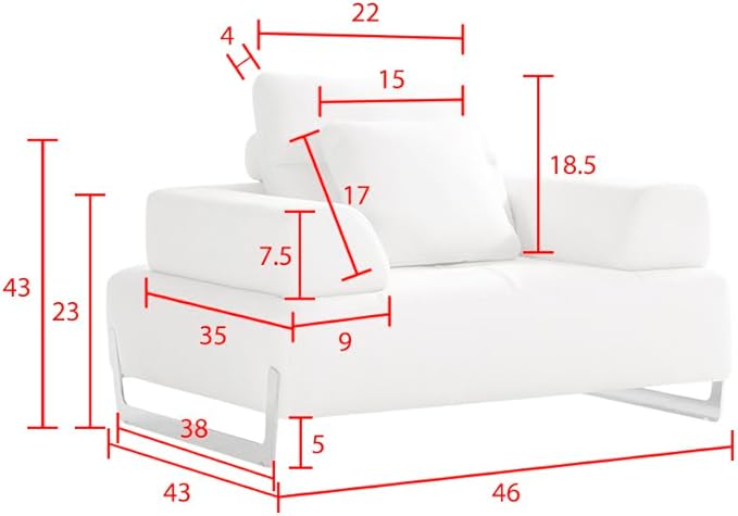 Ravenna White Faux Suede Accent Chair with Sliding Backrest & Armrest