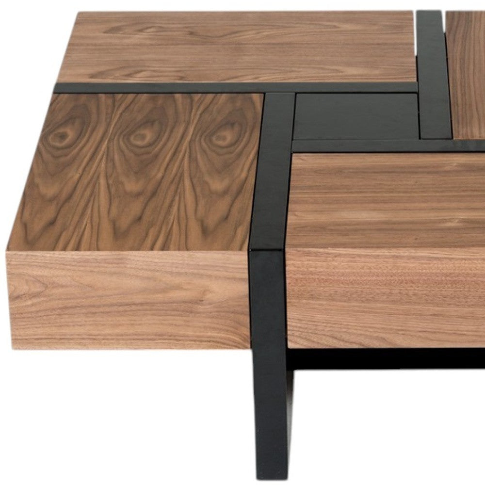 Wood Square Solid Coffee Table with Four Drawers