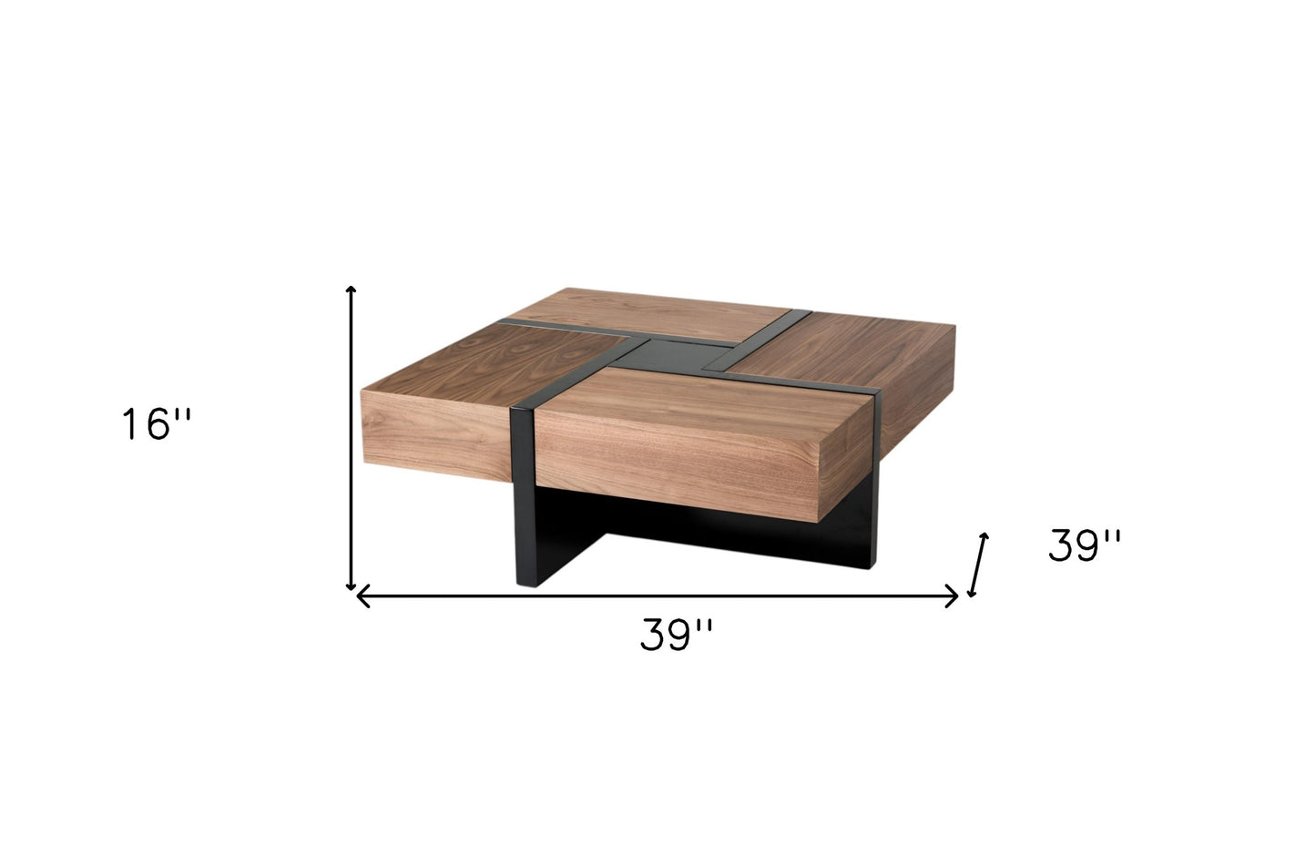 Wood Square Solid Coffee Table with Four Drawers