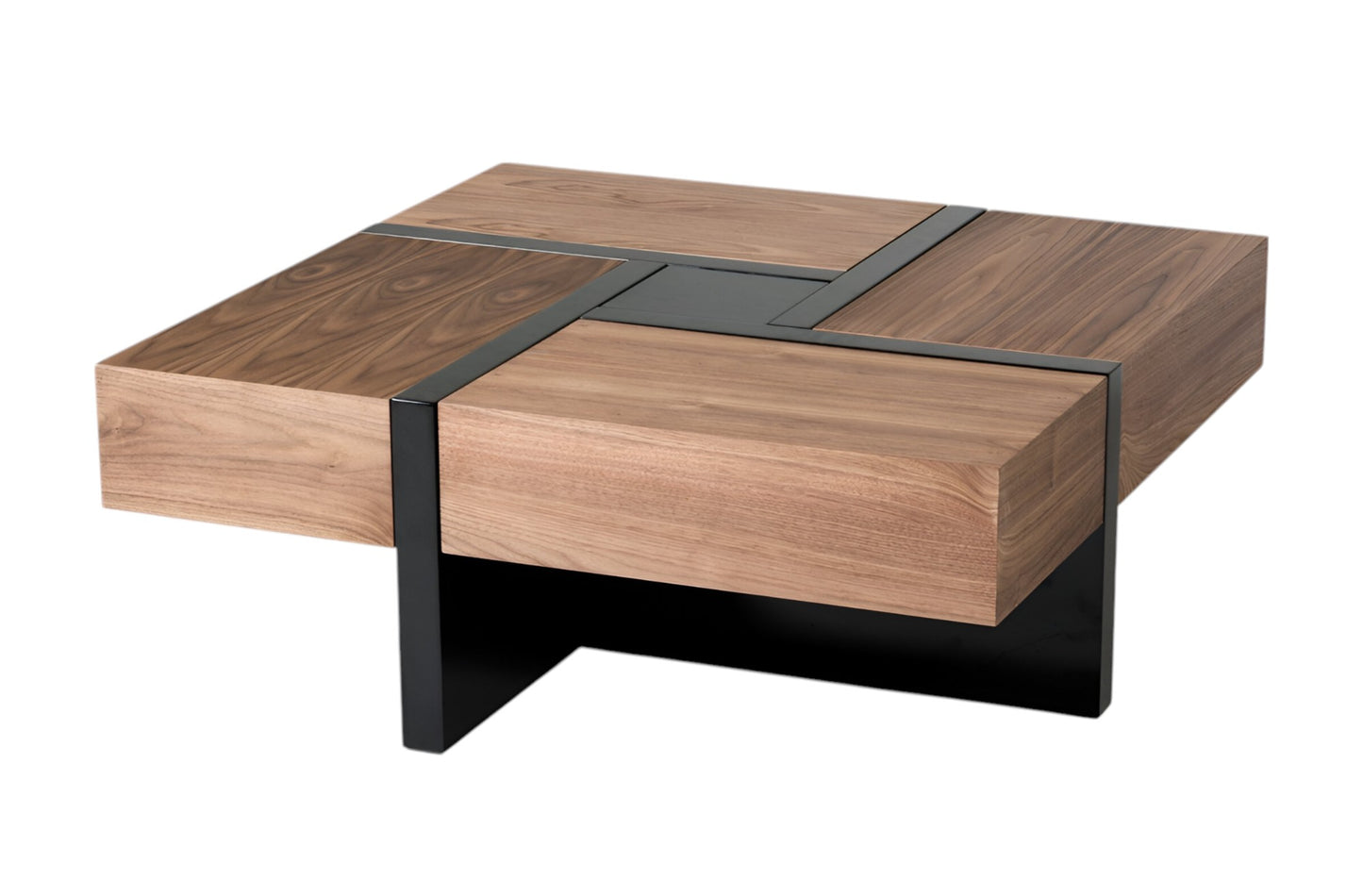 Wood Square Solid Coffee Table with Four Drawers