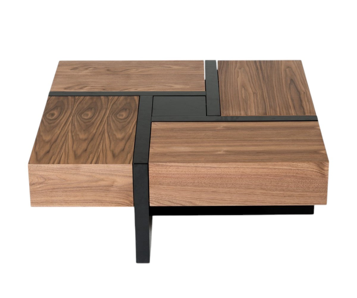 Wood Square Solid Coffee Table with Four Drawers