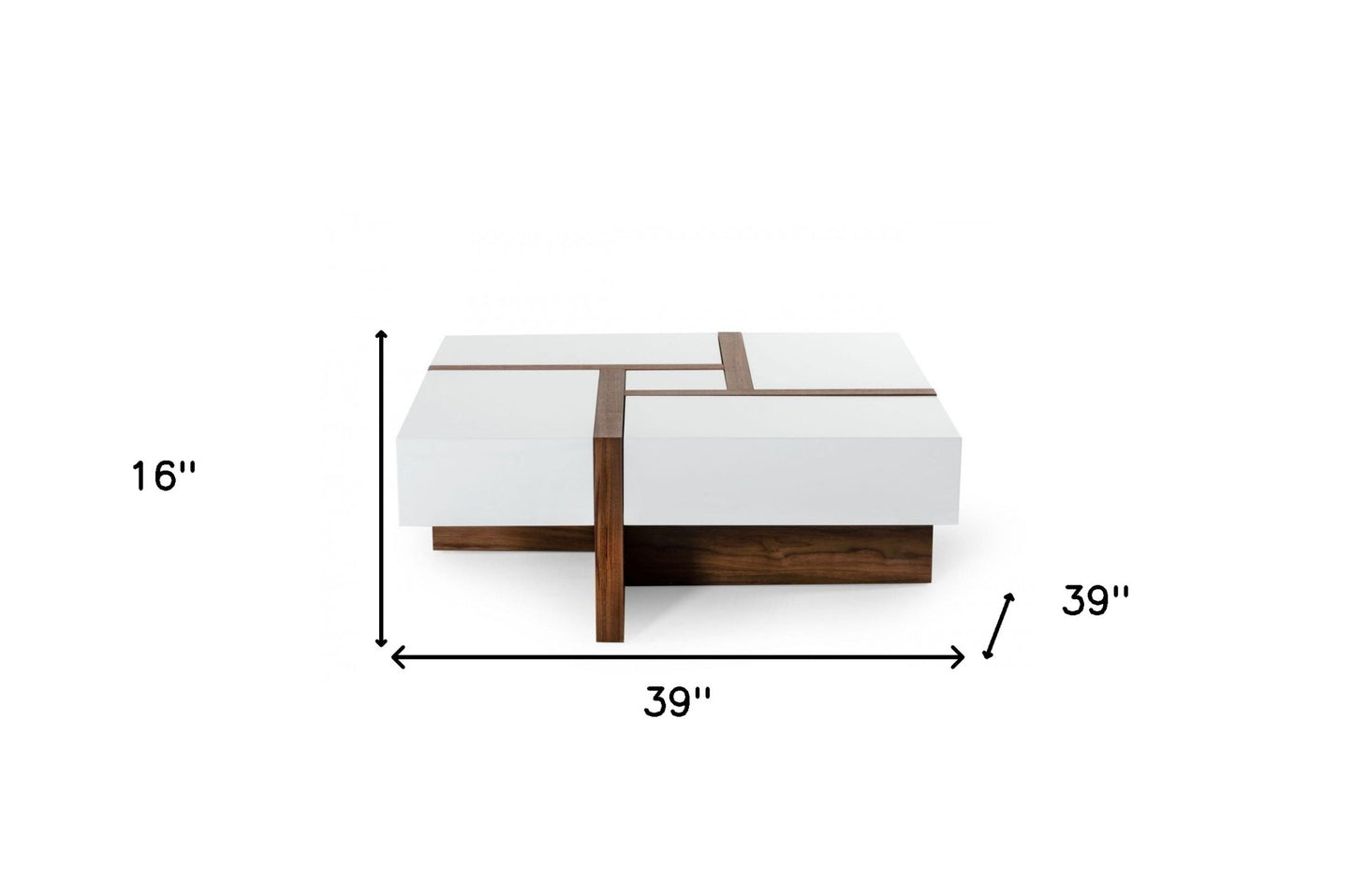 Wood Square Solid Coffee Table with Four Drawers