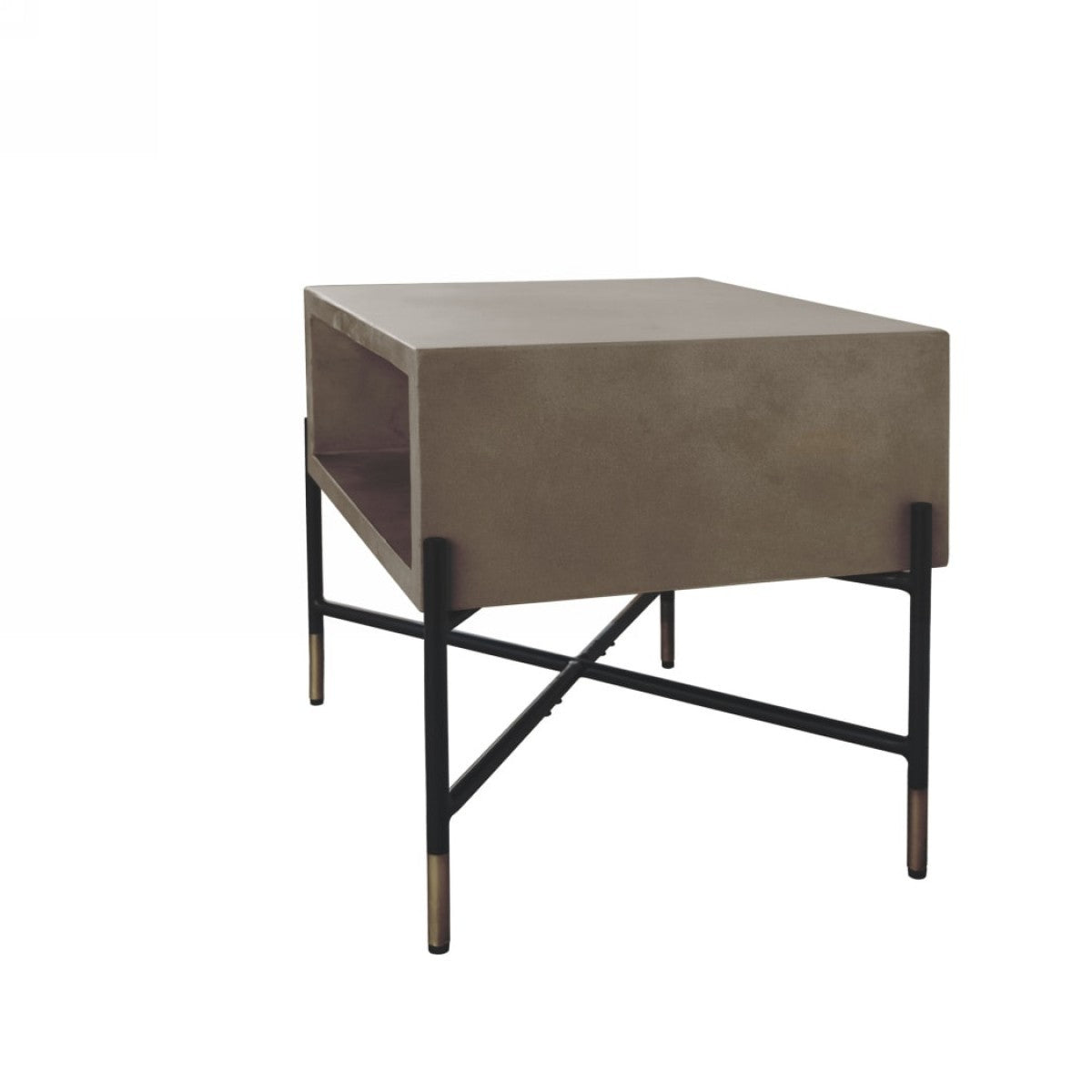 Concrete and Metal Square Coffee Table with Shelf