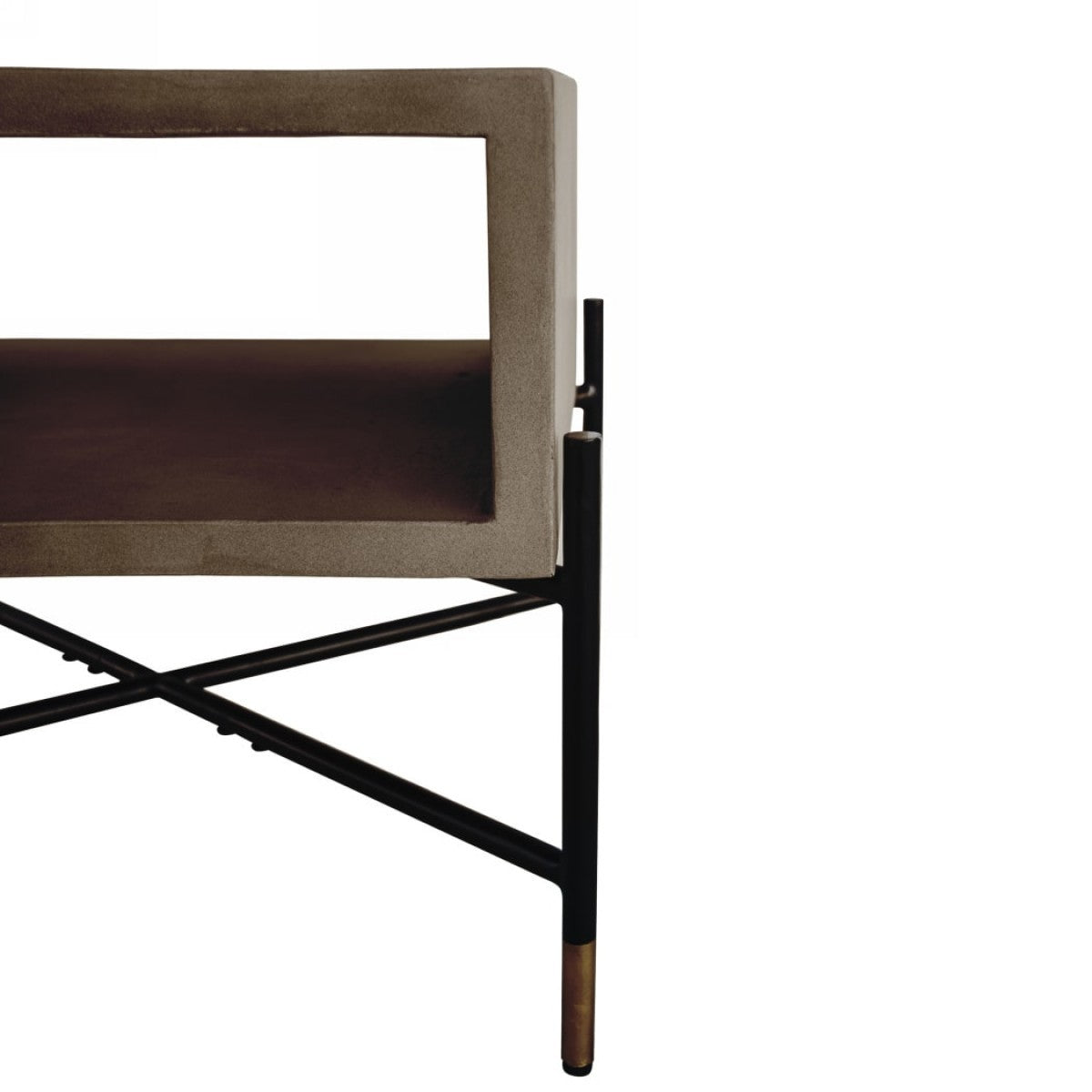 Concrete and Metal Square Coffee Table with Shelf