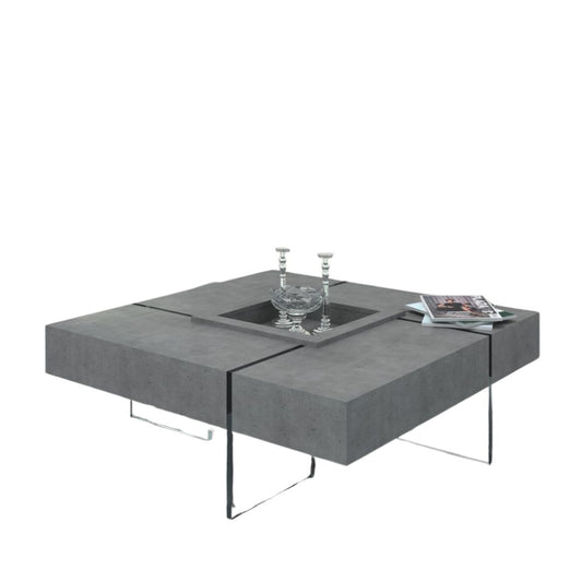 Concrete and Glass Square Solid Coffee Table