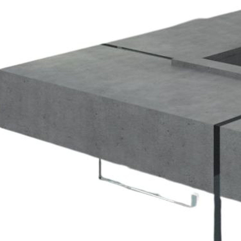 Concrete and Glass Square Solid Coffee Table