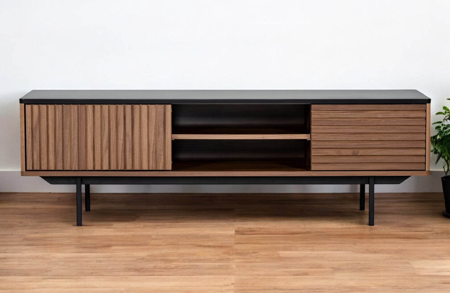 Wood Open and Enclosed Storage TV Stand