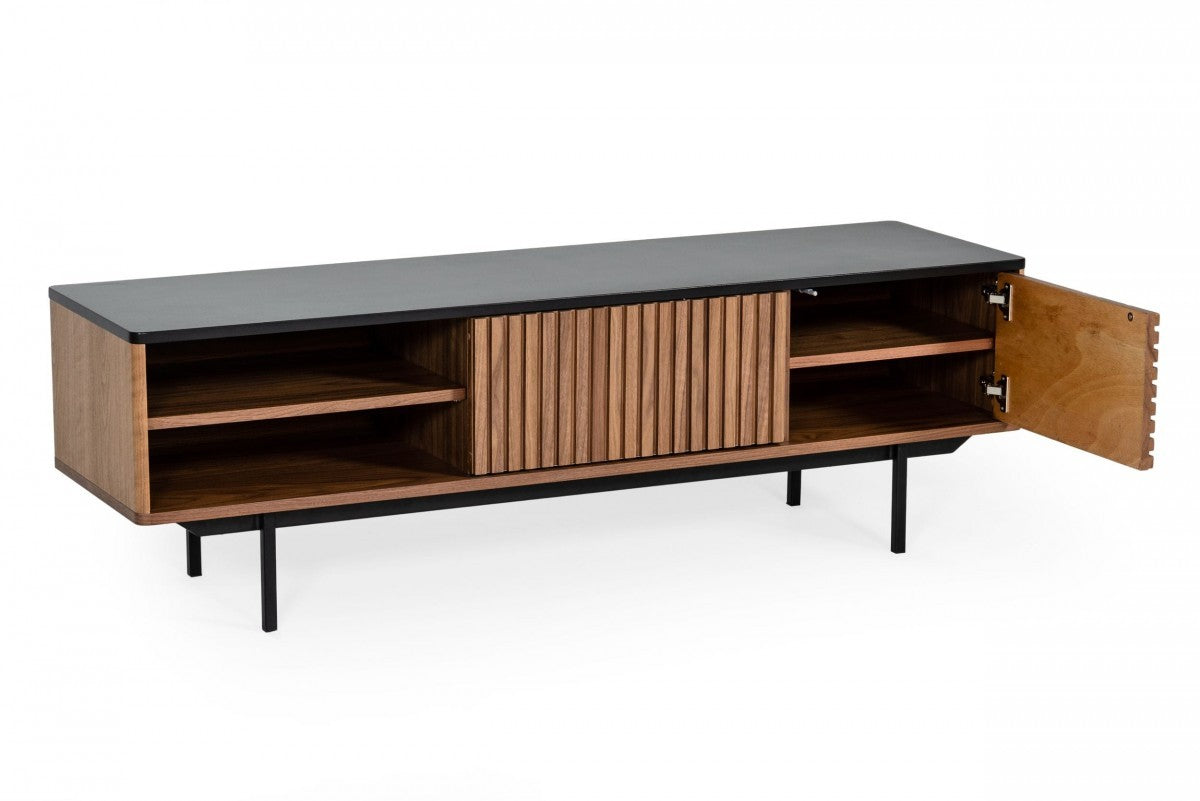 Wood Open and Enclosed Storage TV Stand