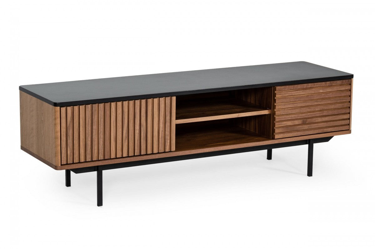 Wood Open and Enclosed Storage TV Stand