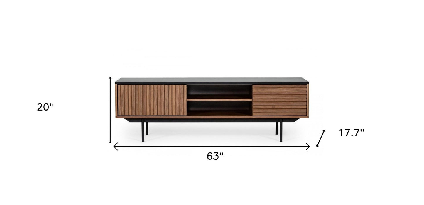 Wood Open and Enclosed Storage TV Stand