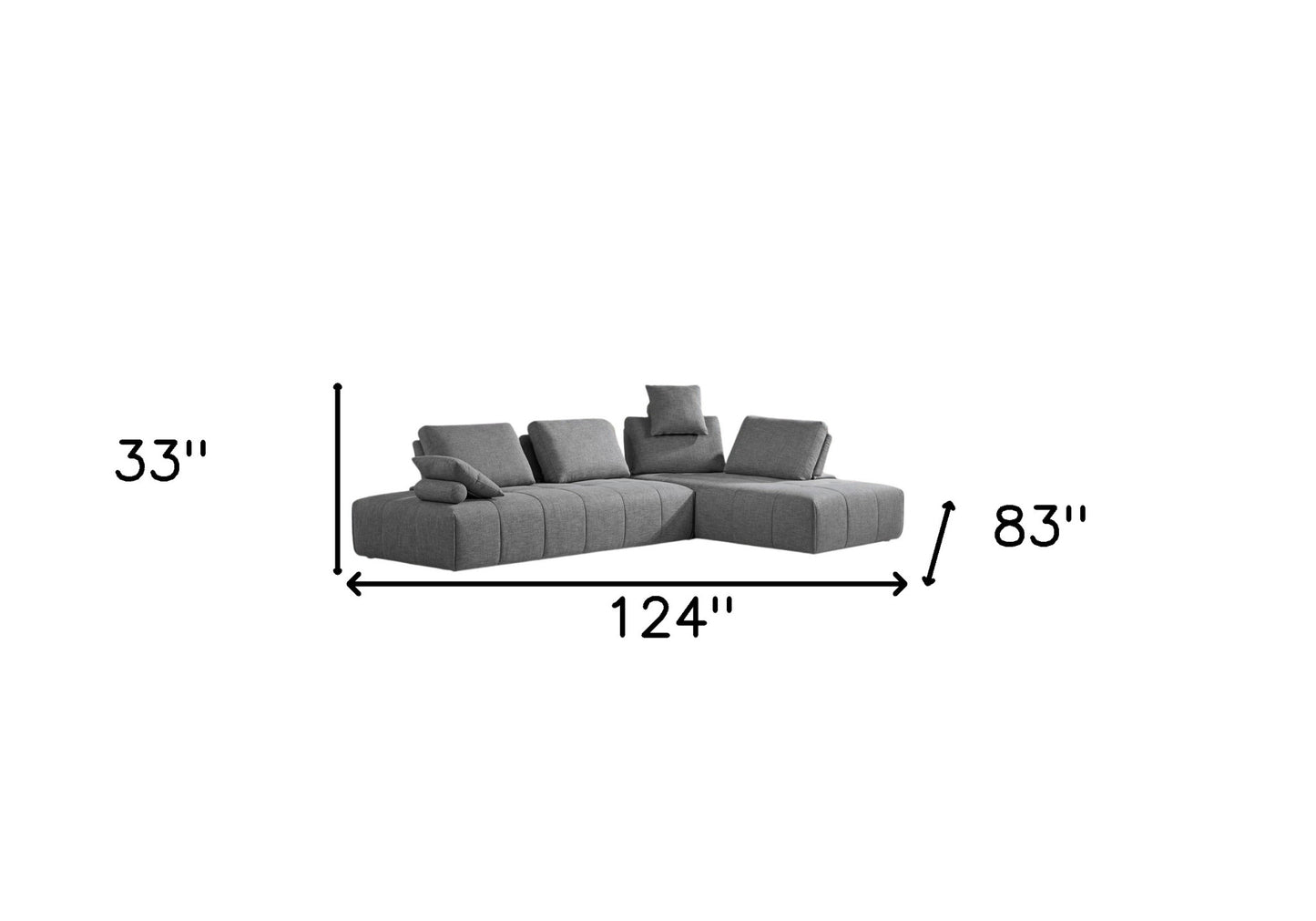 Polyester Modular L Shaped Two Piece Sofa and Chaise Sectional and Toss Pillows