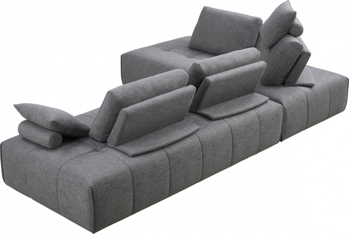 Polyester Modular L Shaped Two Piece Sofa and Chaise Sectional and Toss Pillows