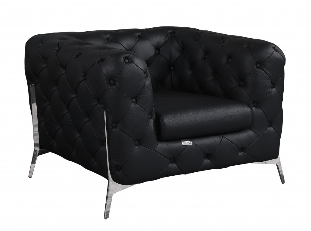 Italian Leather Tufted Chesterfield Chair