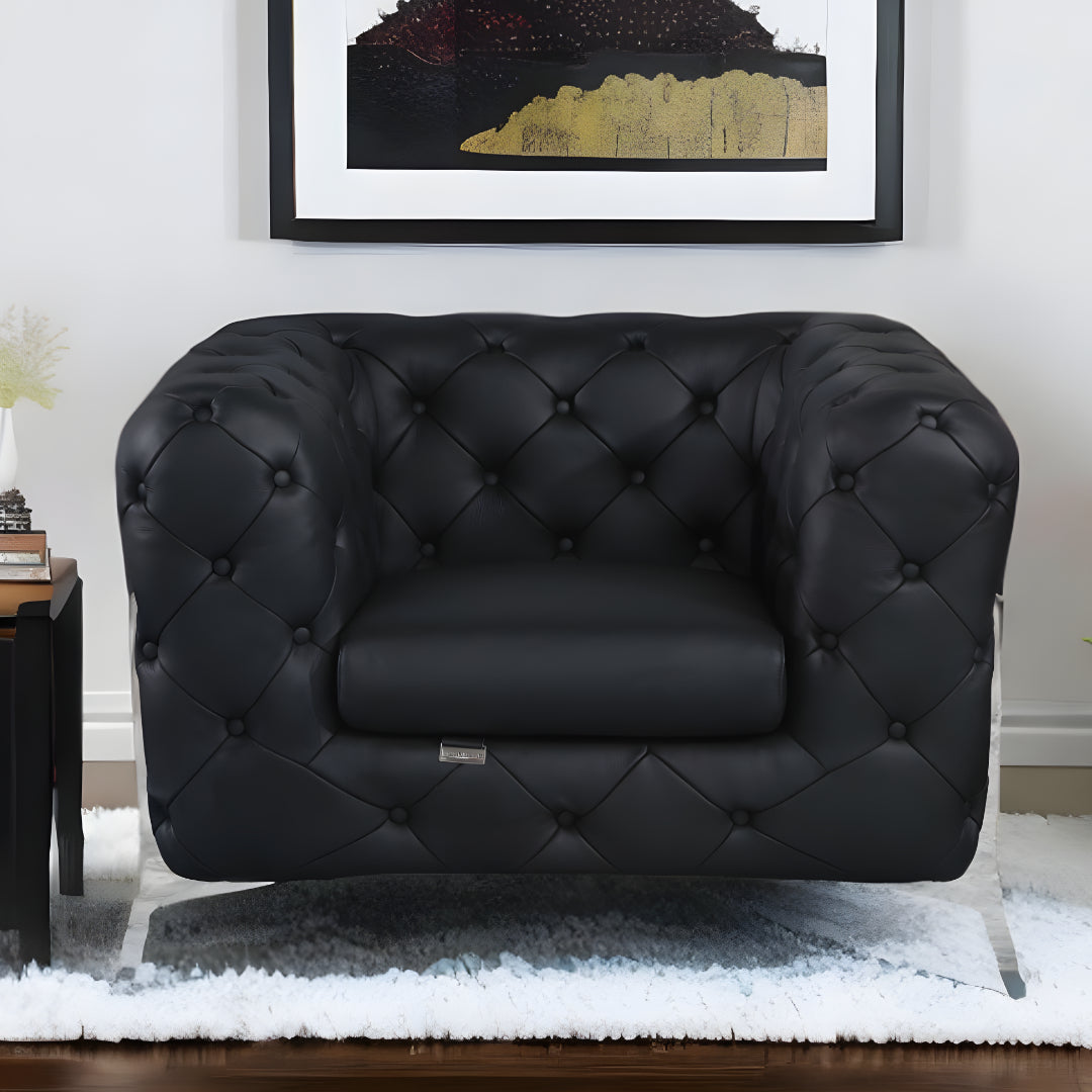 Italian Leather Tufted Chesterfield Chair