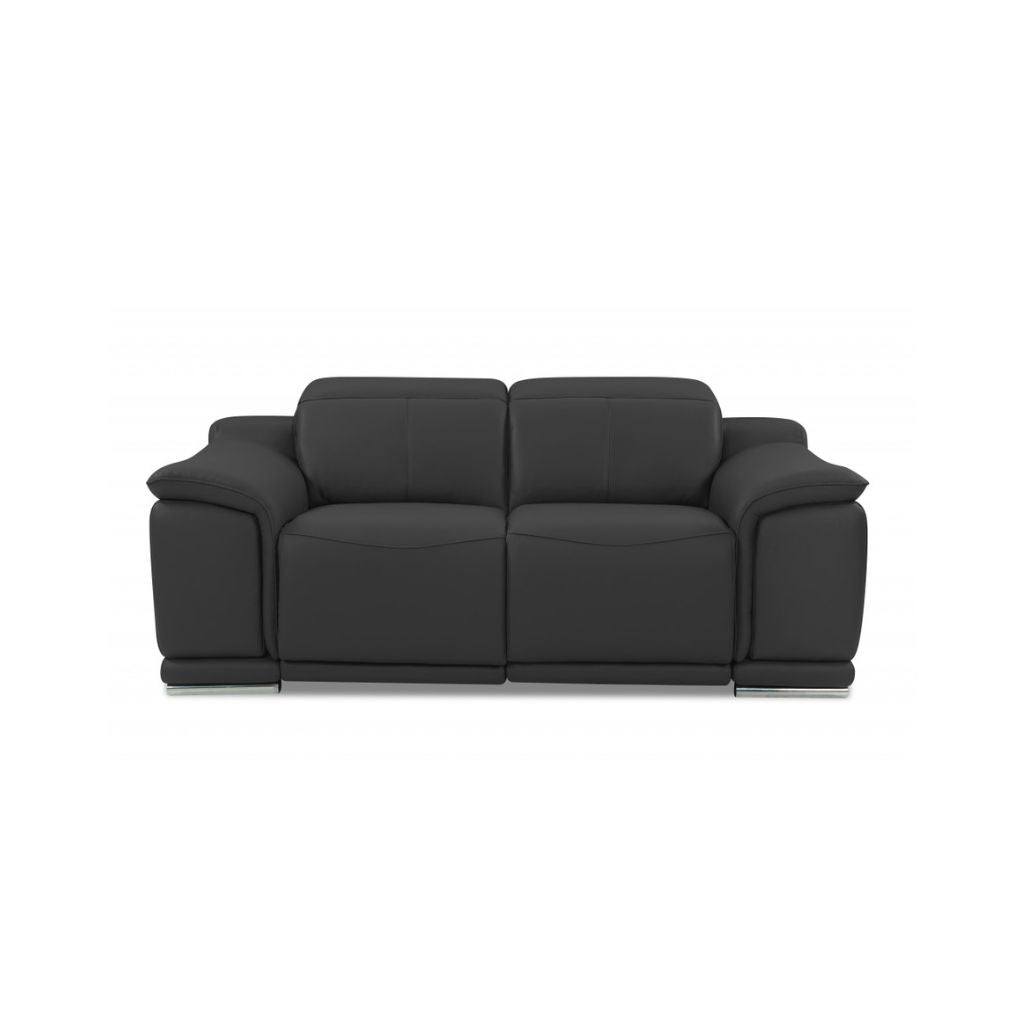 Two Piece Indoor Italian Leather Five Person Seating Set