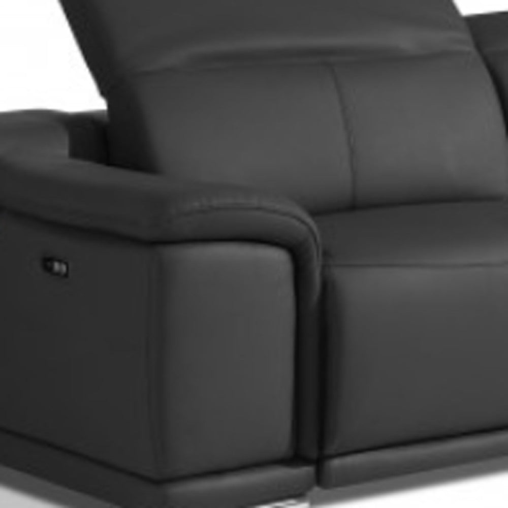 Two Piece Indoor Italian Leather Five Person Seating Set