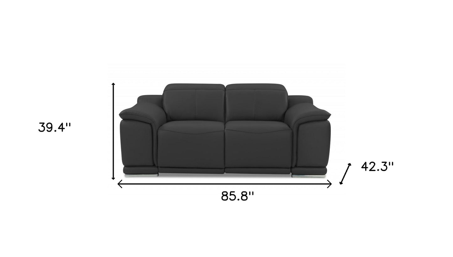 Two Piece Indoor Italian Leather Five Person Seating Set