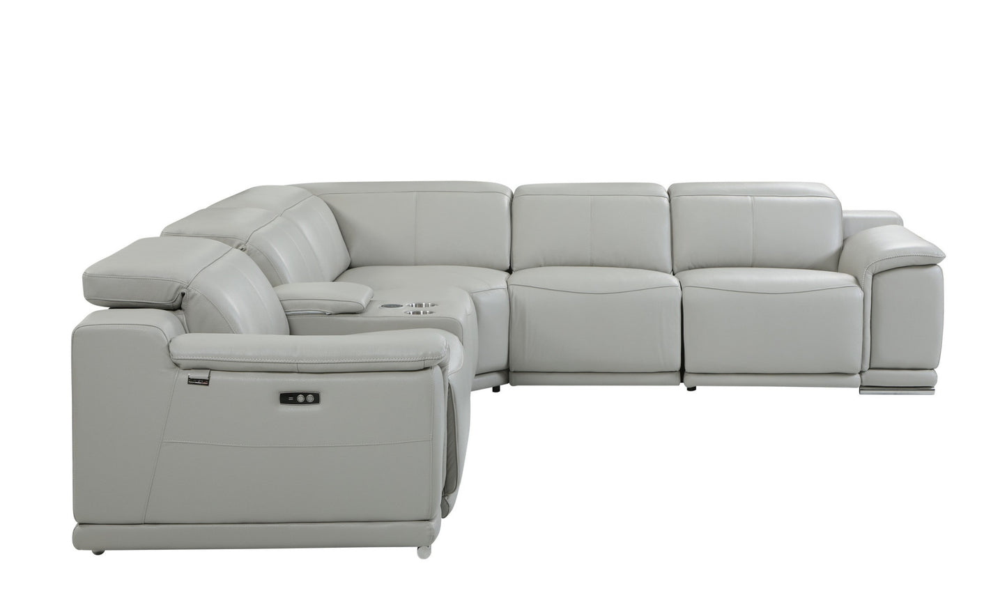 Leather Power Reclining U Shaped Six Piece Corner Sectional with Console