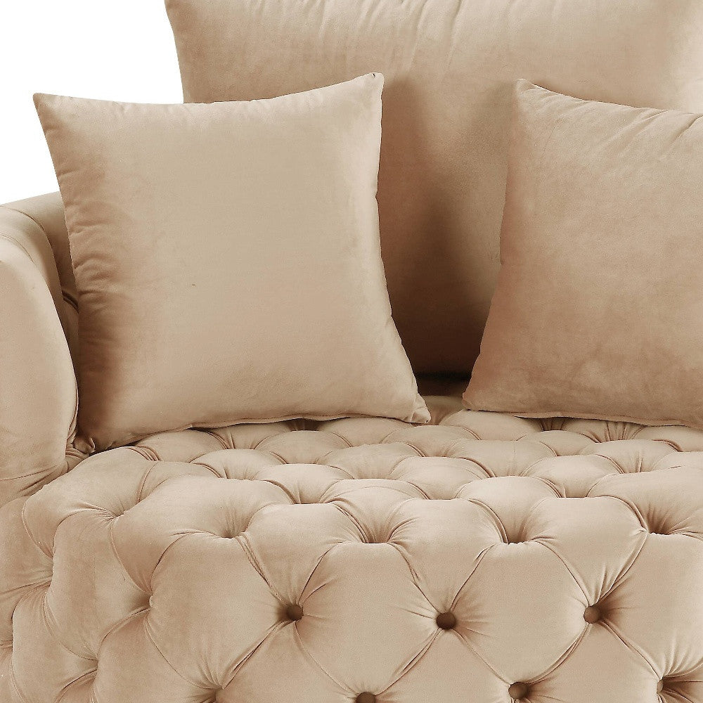 Velvet Tufted Swivel Barrel Chair and Toss Pillows