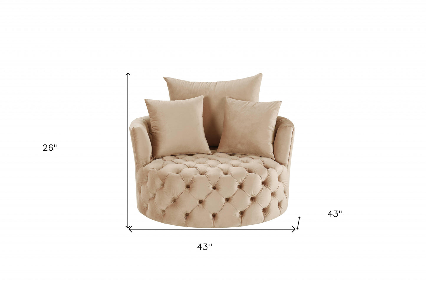 Velvet Tufted Swivel Barrel Chair and Toss Pillows