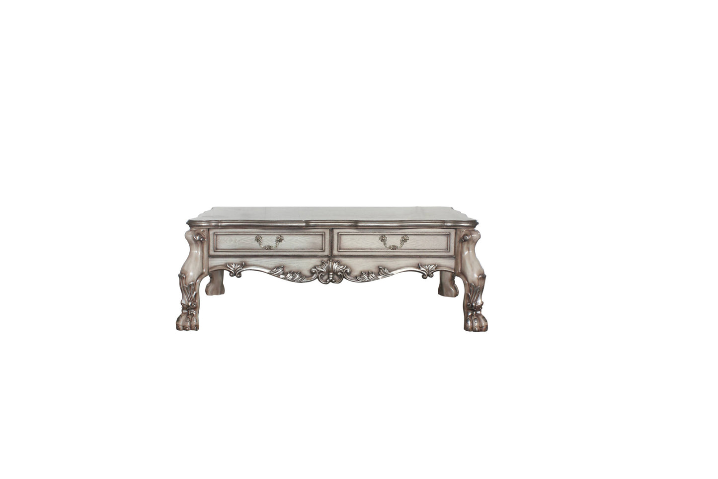 Bone Wood Coffee Table with Two Drawers