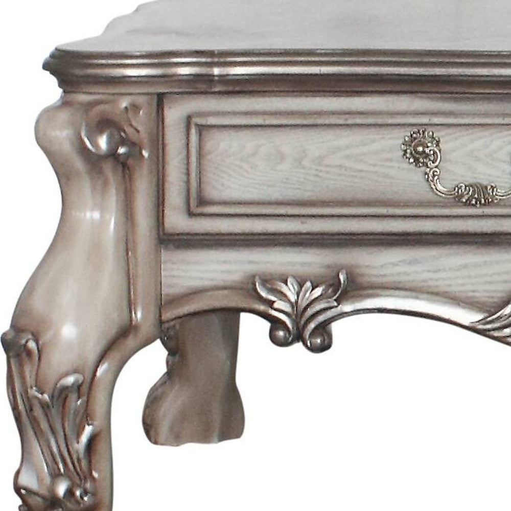 Bone Wood Coffee Table with Two Drawers