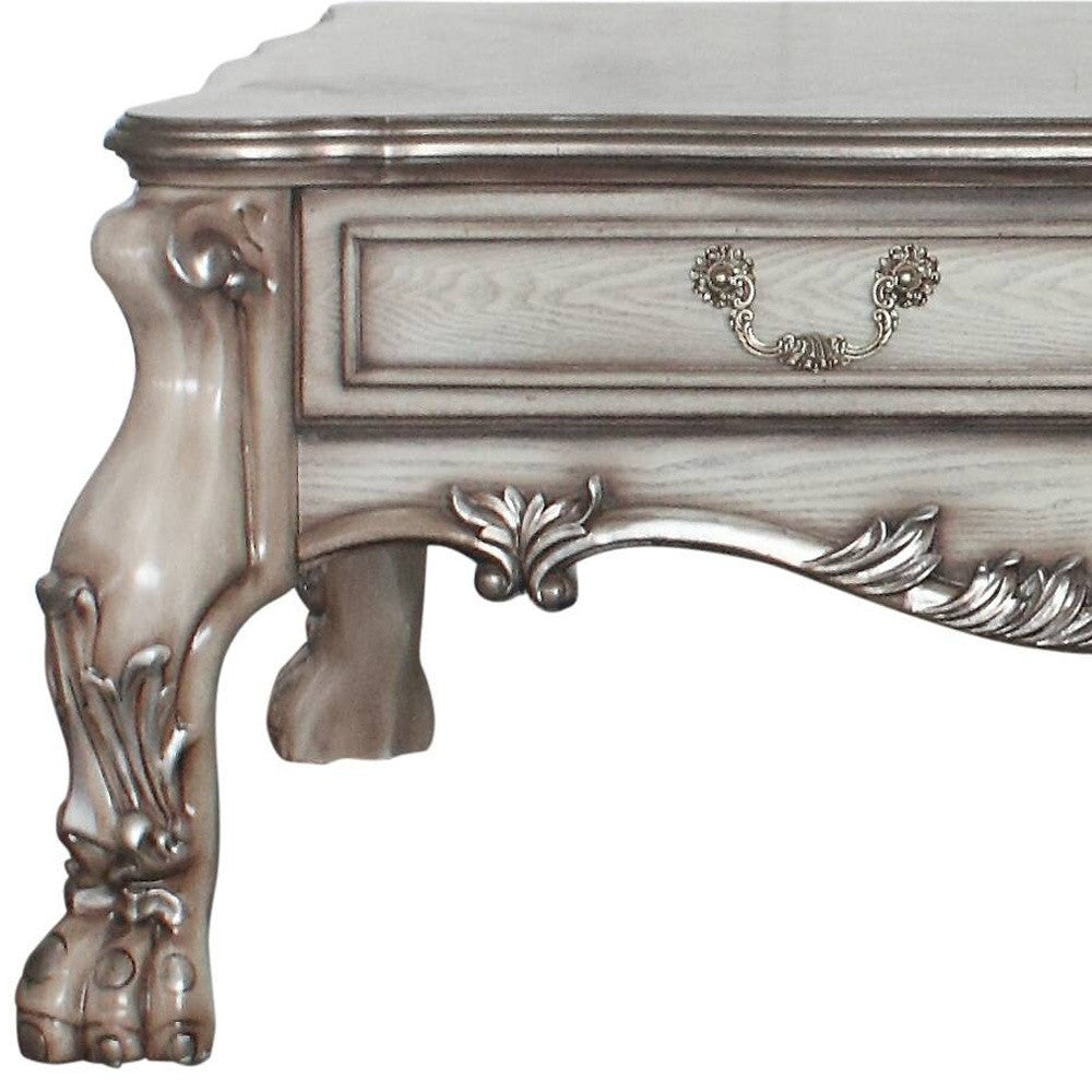 Bone Wood Coffee Table with Two Drawers