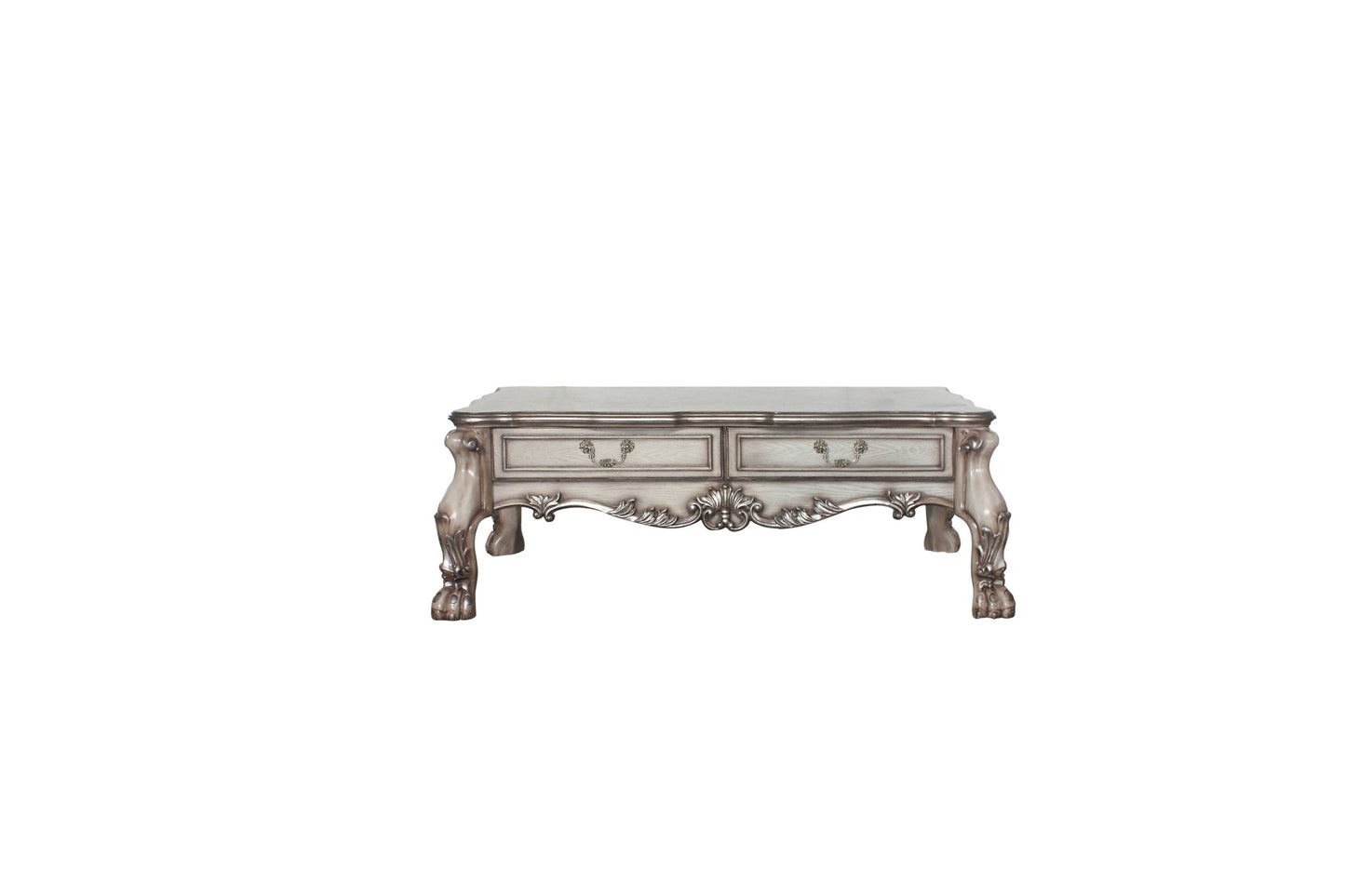 Bone Wood Coffee Table with Two Drawers