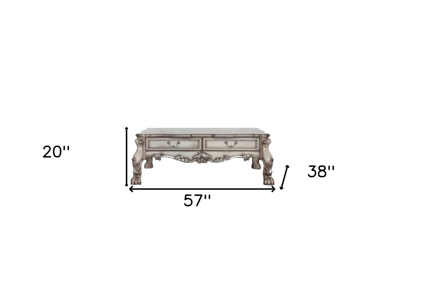 Bone Wood Coffee Table with Two Drawers