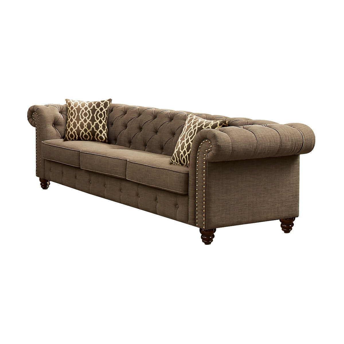 Linen Chesterfield Sofa and Toss Pillows